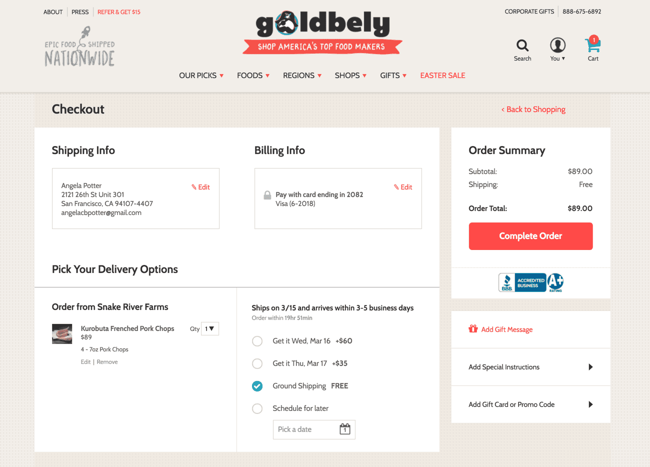 Goldbely checkout - final